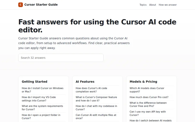 Home page of Cursor Starter Guide