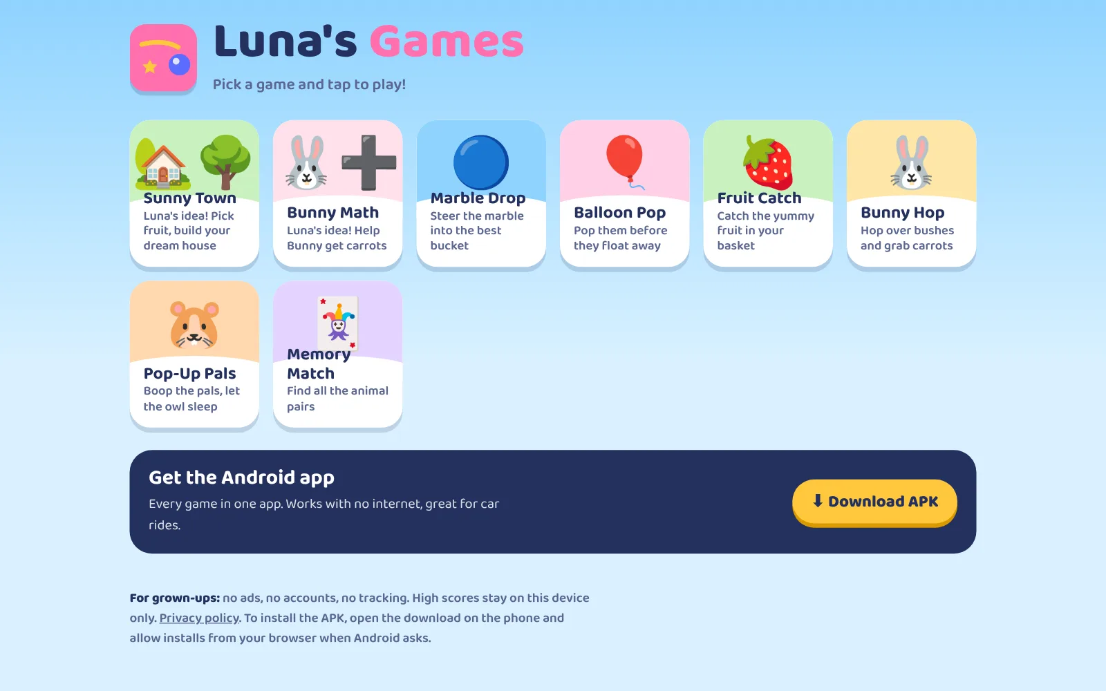 Home page of Luna's Games