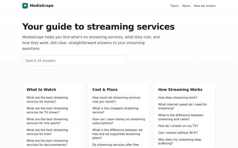 Home page of MediaScope
