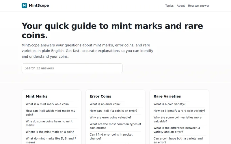 Home page of MintScope