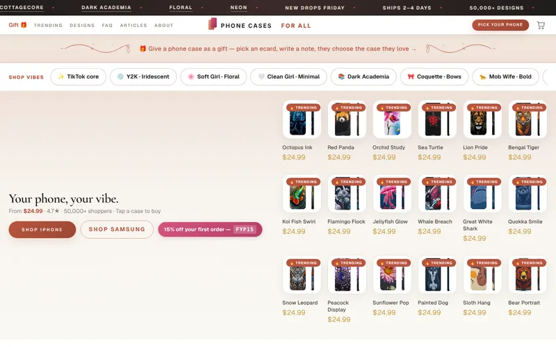 Home page of PhoneCasesForAll