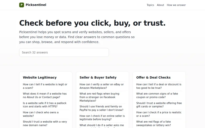 Home page of Picksentinel