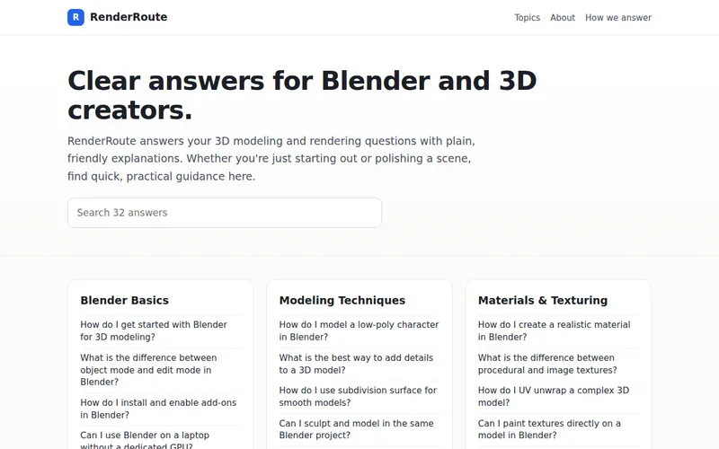 Home page of RenderRoute
