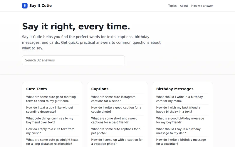 Home page of Say It Cutie