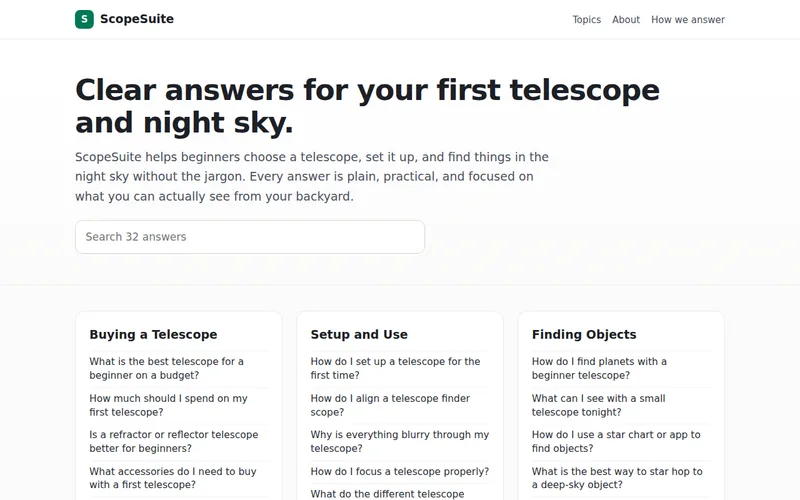 Home page of ScopeSuite