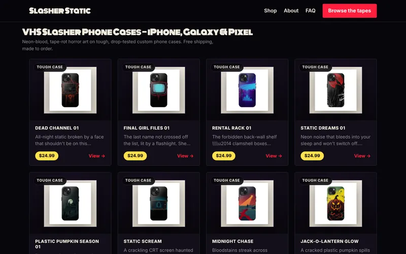 Home page of Slasher Static