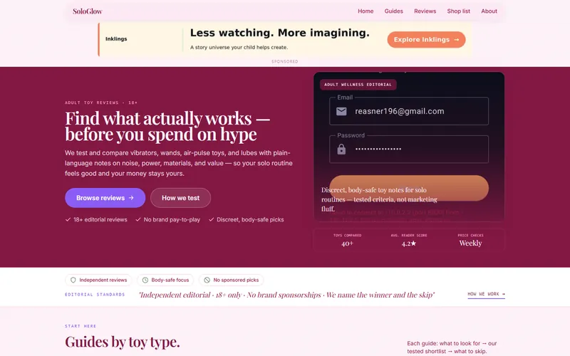 Home page of SoloGlow