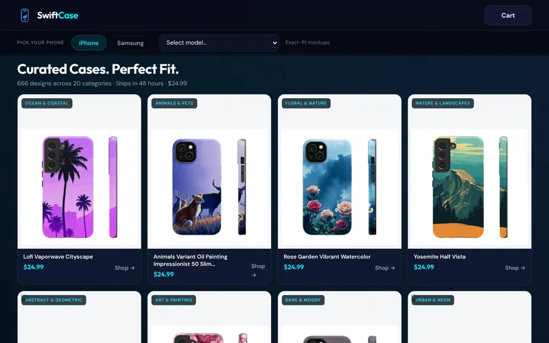 Home page of SwiftCase