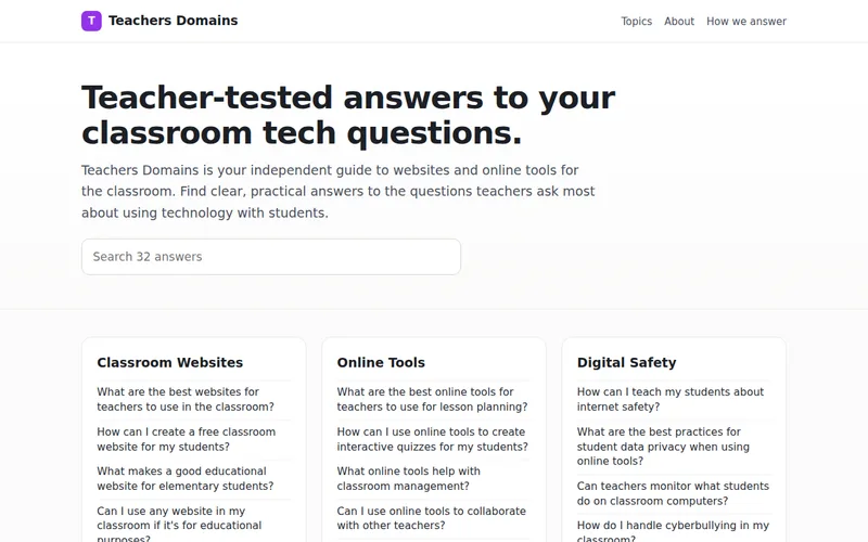 Home page of Teachers Domains